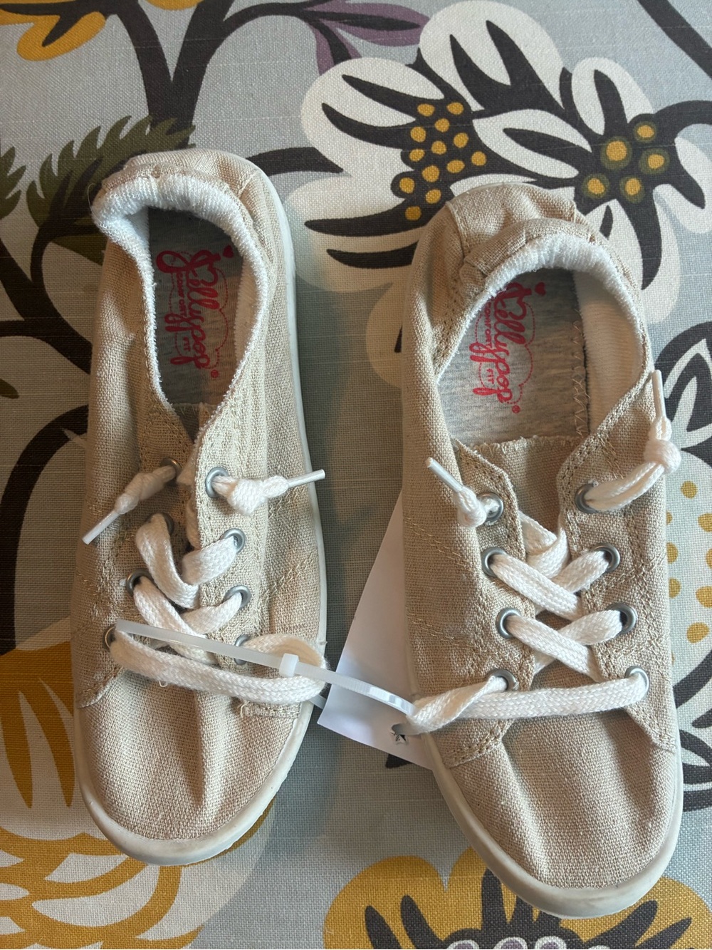 Blowfish Neutral Beige Canvas Lace-Up Sneakers